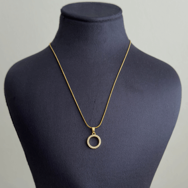 çelik gold taşlı yuvarlak zincir 45cm kolye