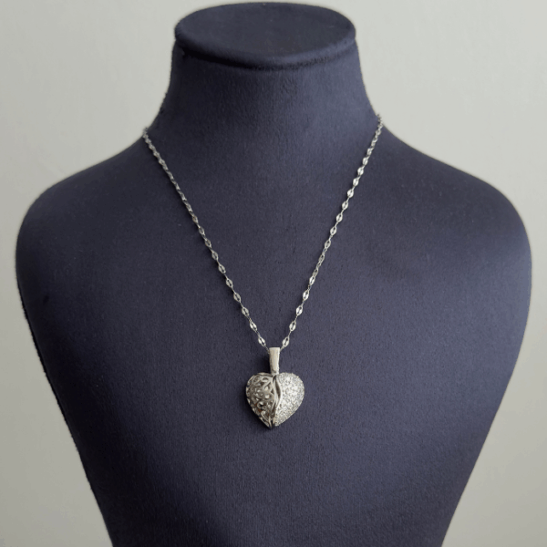 çelik silver kalp açılır 45cm kolye