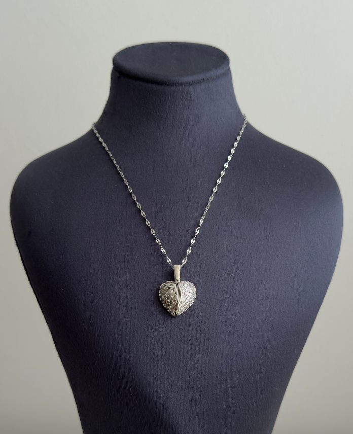 305.png çelik silver kalp açılır 45cm kolye - Görsel 1