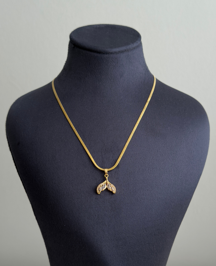 308.png çelik gold balık kuyruğu italyan 45cm kolye - Görsel 1