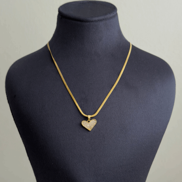çelik gold kalp italyan 45cm kolye