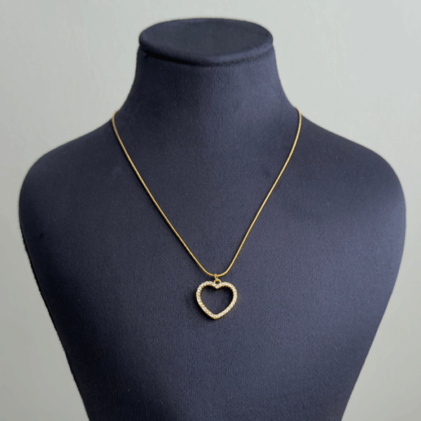 çelik gold kalp yuvarlak zincir 45cm kolye