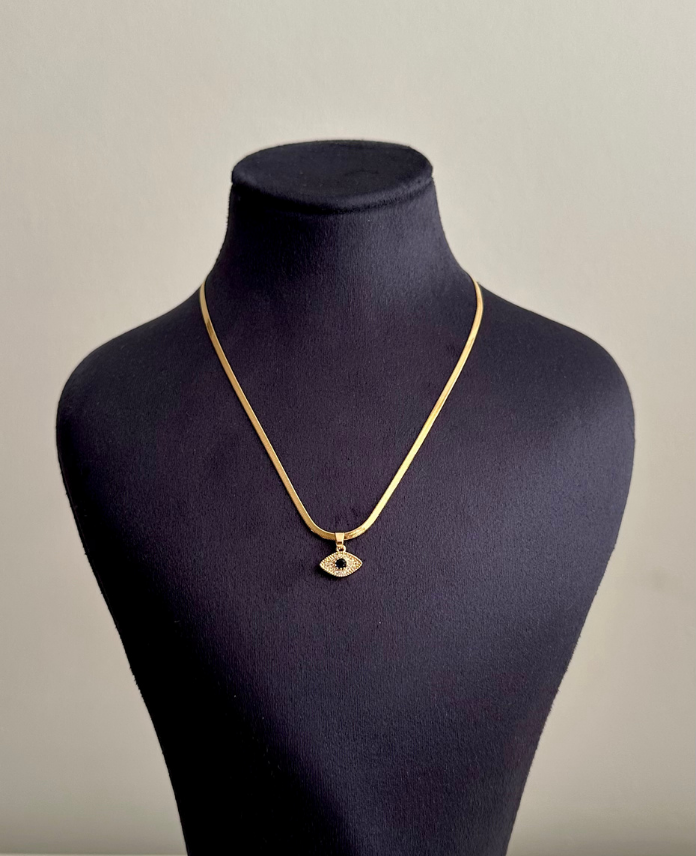 32-1-1.png çelik gold göz küçük italyan 45cm kolye - Görsel 1