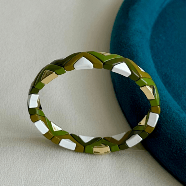 çelik lastikli gold yeşil beyaz bileklik