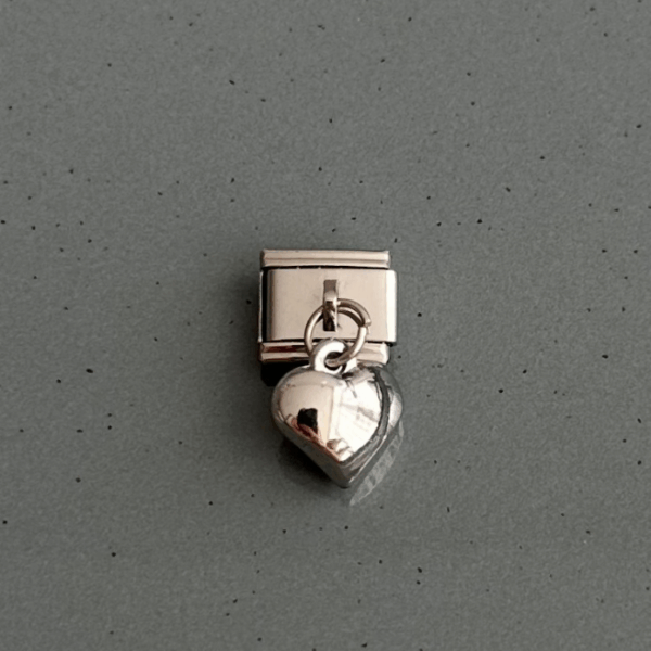 pirinç silver sallantılı kalp charm