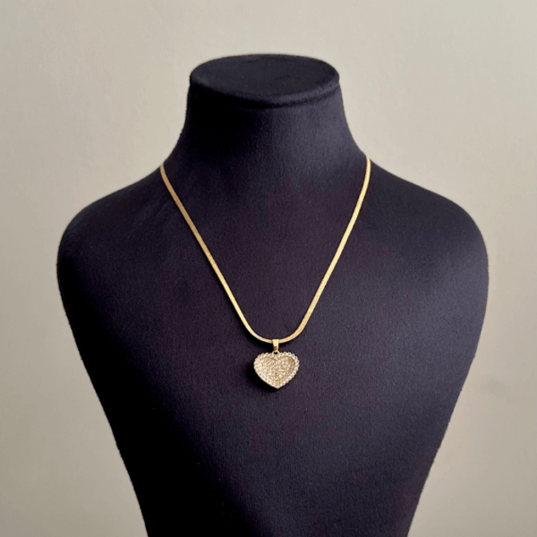 çelik gold kalp italyan 45cm kolye