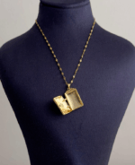 çelik gold açılabilir dikdörtgen yıldız taş 45cm kolye - Görsel 2