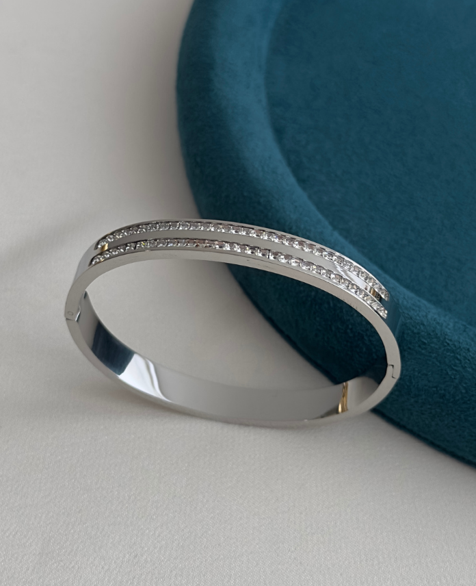 34-6.png çelik silver iki sıra taş kelepçe - Görsel 1