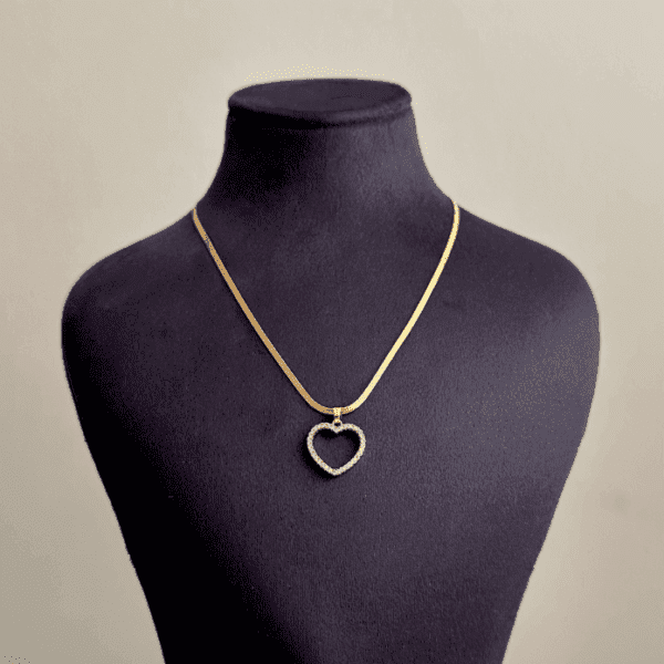 çelik gold kalp italyan 45cm kolye
