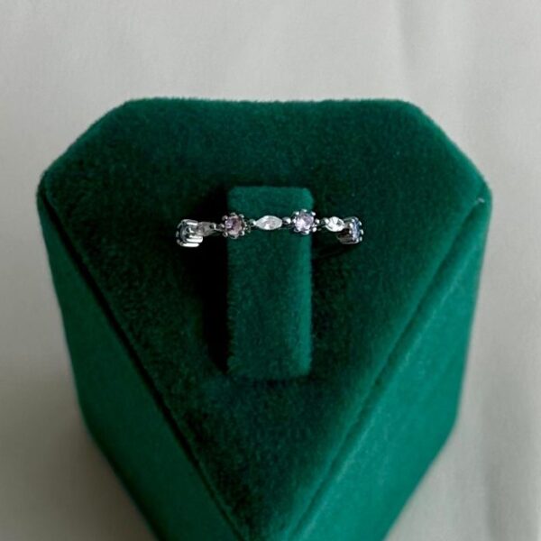 pirinç silver ayarlanabilir renkli taşlı yüzük