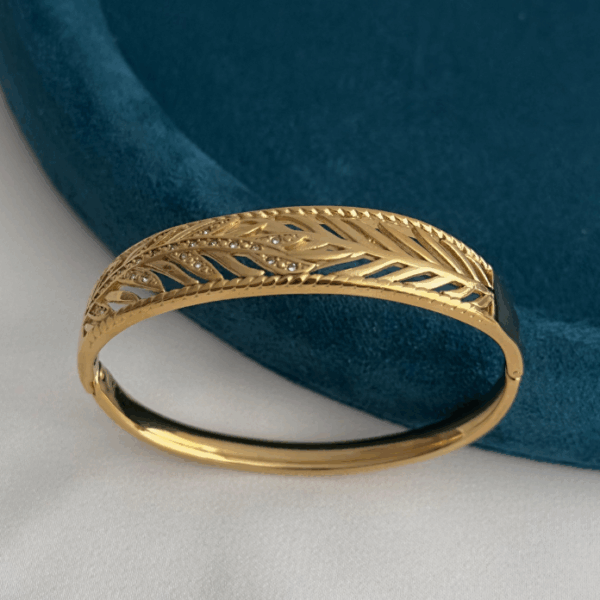 çelik gold yaprak taşlı kelepçe