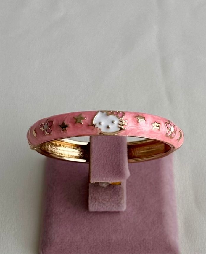 38-1.jpg çelik gold pembe mineli çocuk hello kitty 4,5cm çaplı kelepçe - Görsel 1