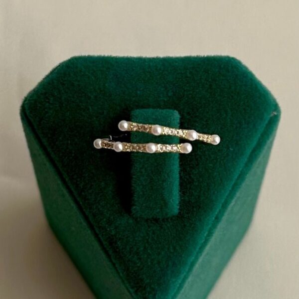 pirinç gold ayarlanabilir inci çapraz yüzük