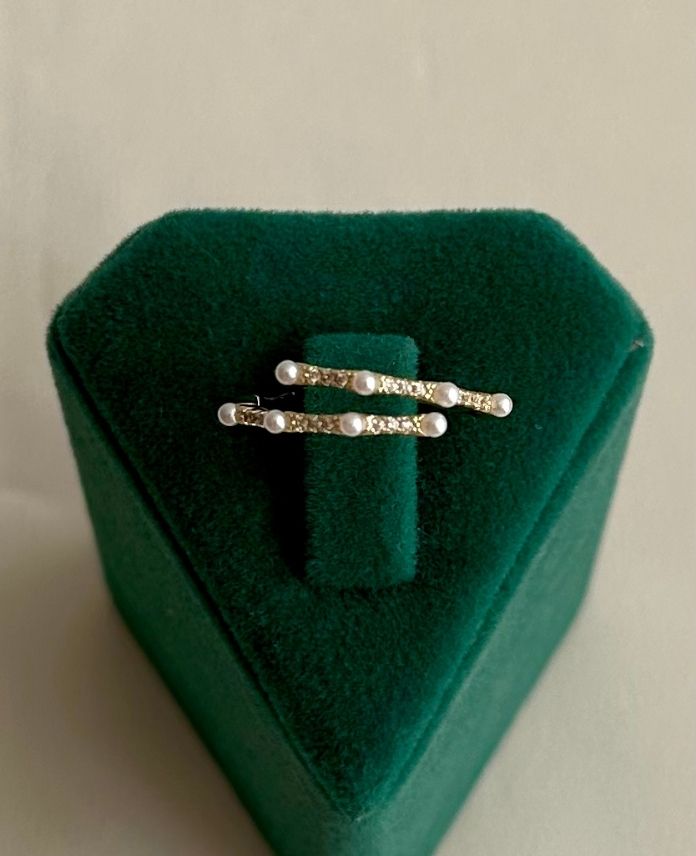 38.jpg pirinç gold ayarlanabilir inci çapraz yüzük - Görsel 1