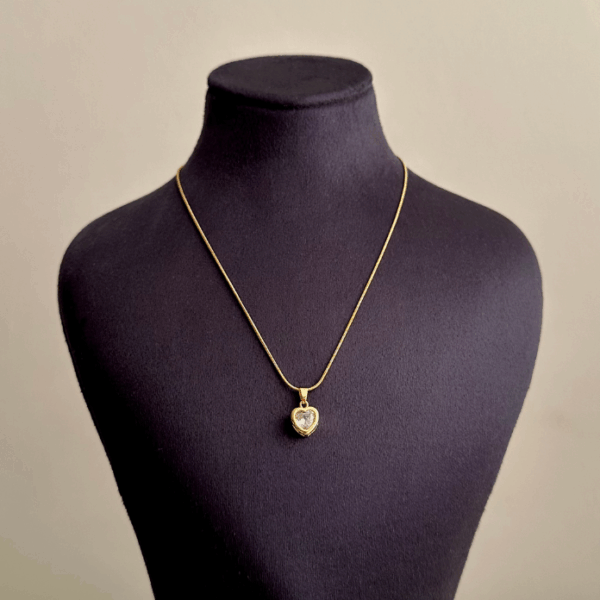 çelik gold kalp yuvarlak zincir 45cm kolye