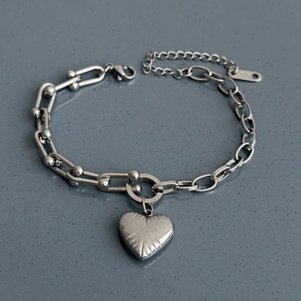 çelik silver yarısı tffny kalp bileklik