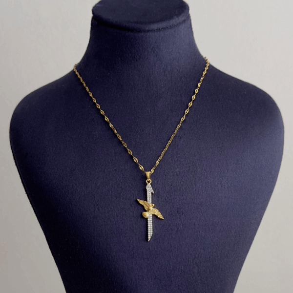 çelik gold elif kuş 45cm kolye