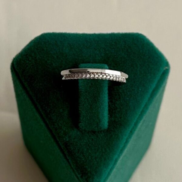 pirinç silver ayarlanabilir iki sıra taş yüzük