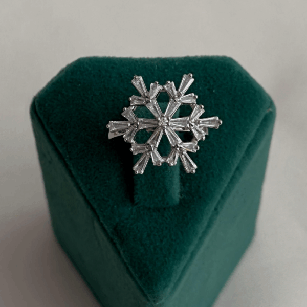 pirinç silver ayarlanabilir kar tanesi taşlı yüzük