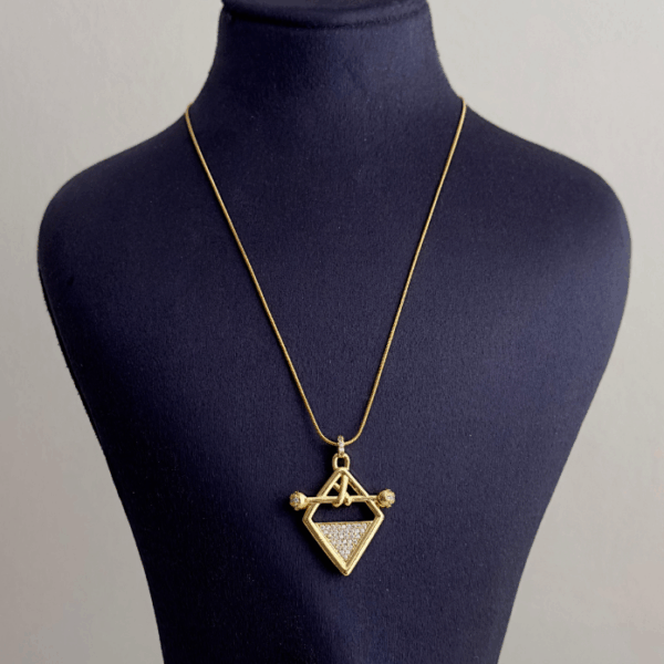 çelik gold baklava taş geçme 45cm kolye