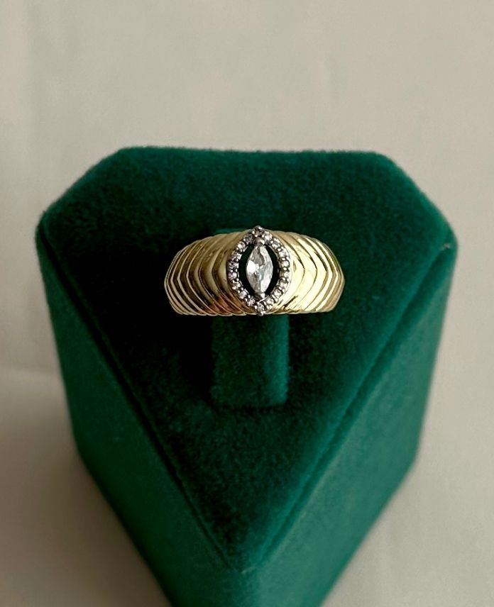 43.jpg pirinç gold ayarlanabilir bombe elips taşlı yüzük - Görsel 1