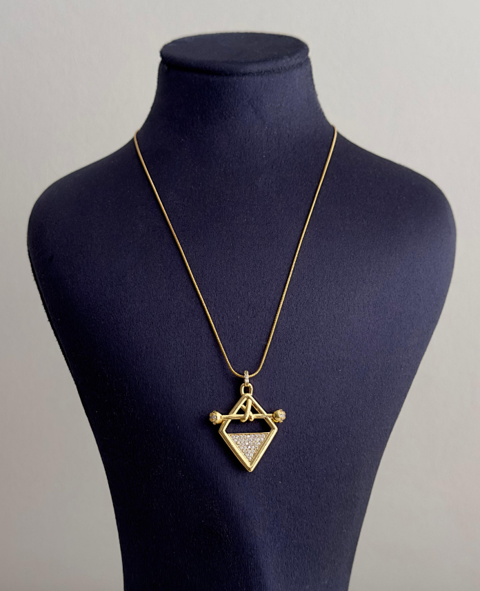 43.png çelik gold baklava taş geçme 45cm kolye - Görsel 1