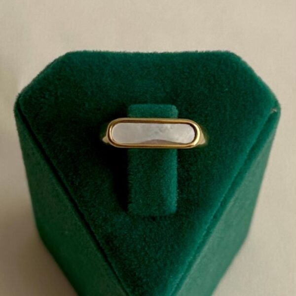 çelik gold numaralı elips dikdörtgen sedef yüzük