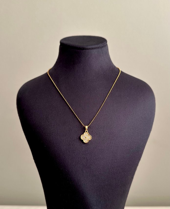 47-1-1.png çelik gold yonca nokta zincir 45cm kolye - Görsel 1