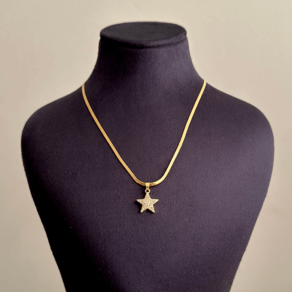 çelik gold yıldız italyan 45cm kolye