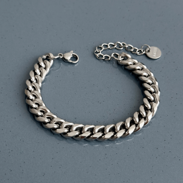 çelik silver düz zincir bileklik