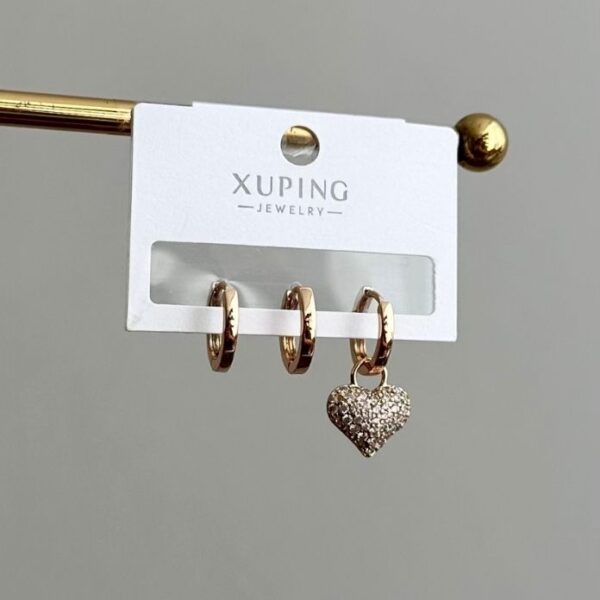 xuping rose üçlü kalp küpe