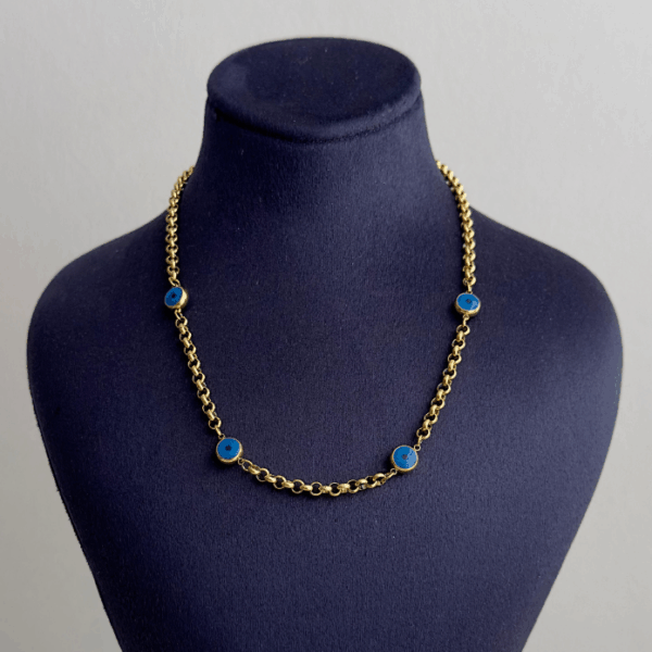 çelik gold üç nazarlık 45cm kolye