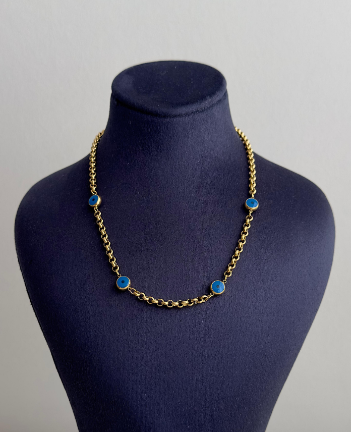 5.png çelik gold üç nazarlık 45cm kolye - Görsel 1