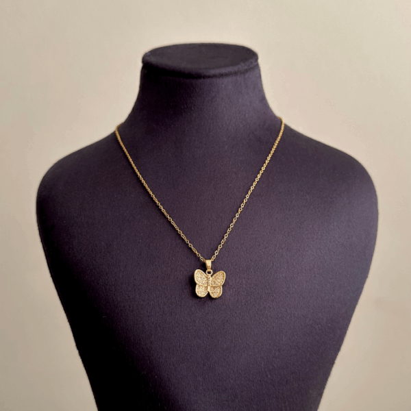 çelik gold küçük kelebek 45cm kolye