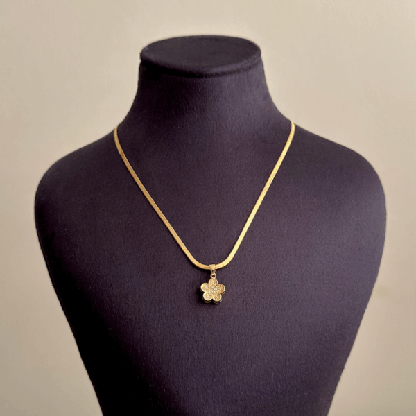 çelik gold çiçek italyan 45cm kolye
