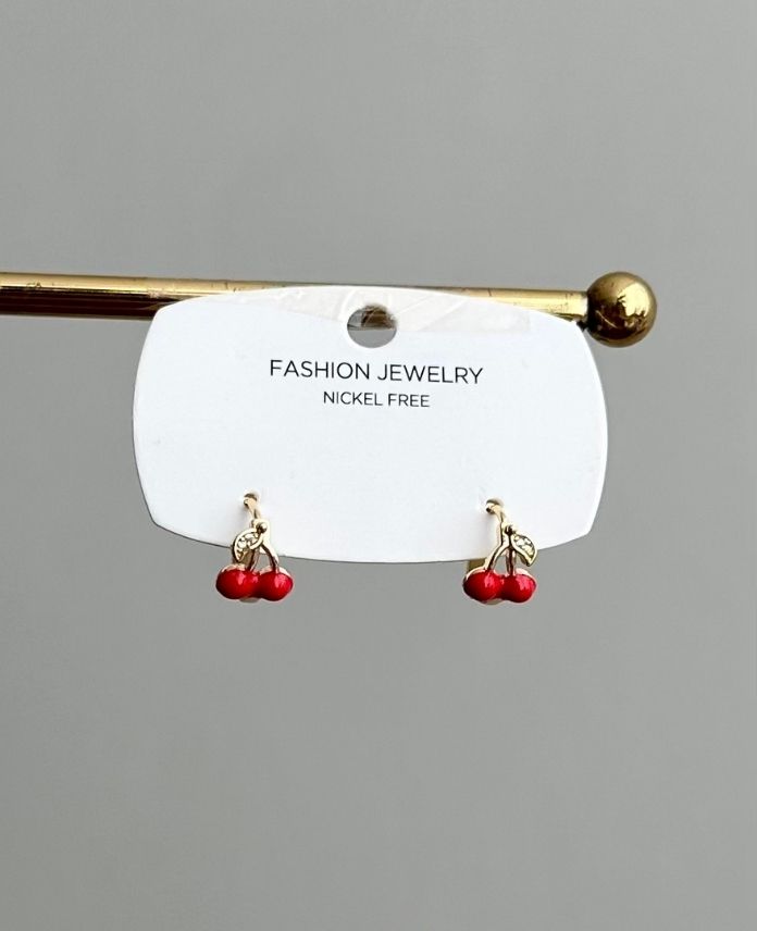 52-1.jpg Vip gold nikelsiz kiraz çocuk küpe - Görsel 1