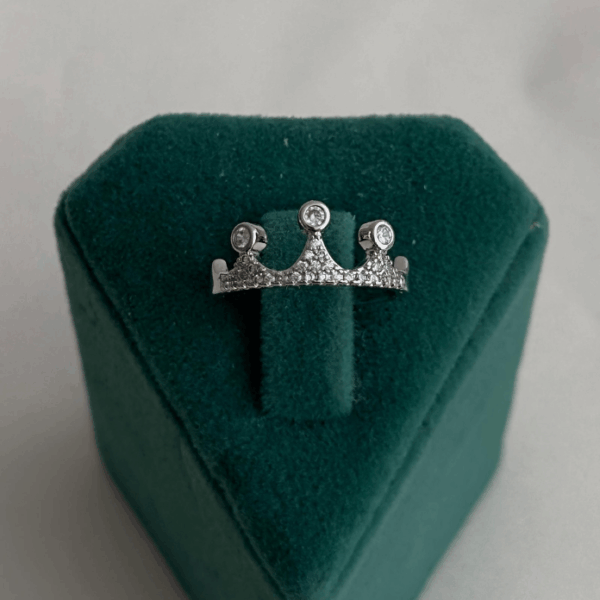 pirinç silver ayarlanabilir taç taşlı yüzük