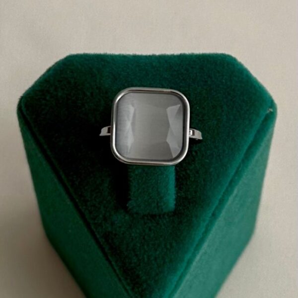 çelik silver beyaz doğaltaş ayarlanabilir yüzük