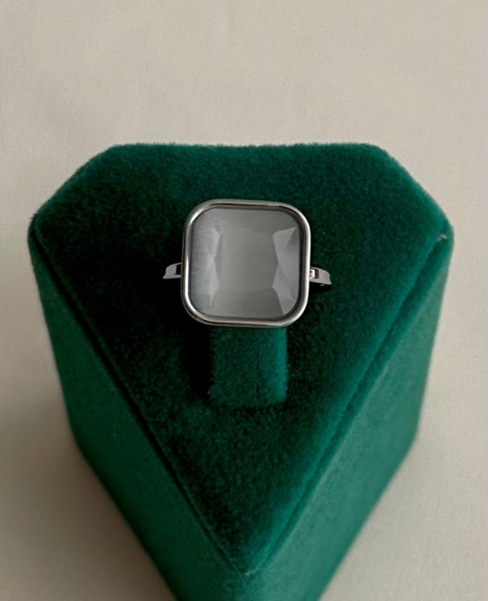 53.jpg çelik silver beyaz doğaltaş ayarlanabilir yüzük - Görsel 1