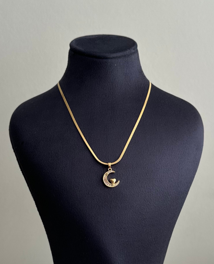54-7.png çelik gold italyan ay kalp 45cm kolye - Görsel 1