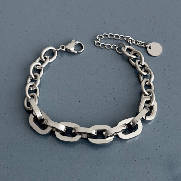 çelik silver iki kalınlık halka geçme bileklik