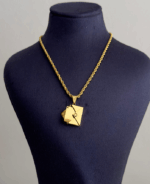 çelik gold burgu mektup plaka 45cm kolye - Görsel 2