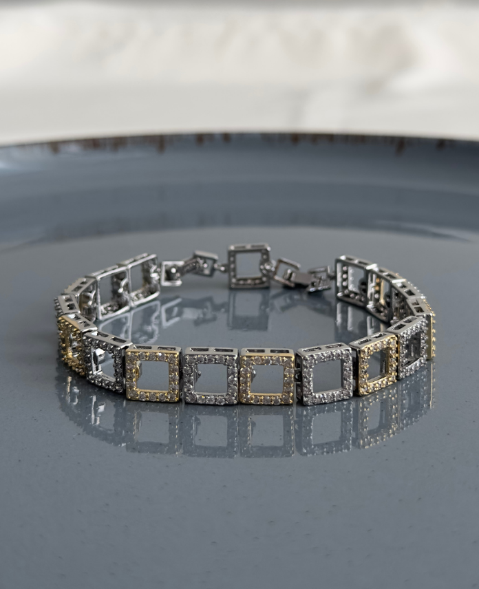 57-6.png zirkon multi kare taşlı bileklik - Görsel 1