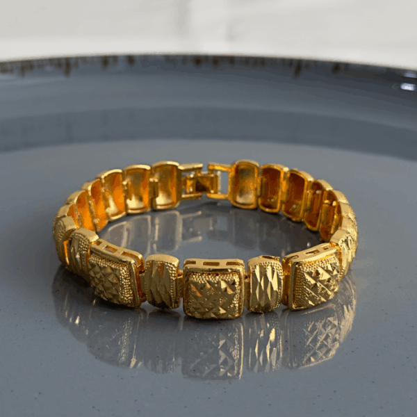 24k altın kaplama gold elips kare bileklik