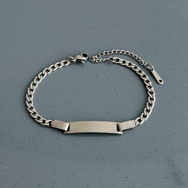 çelik silver çocuk plaka bileklik