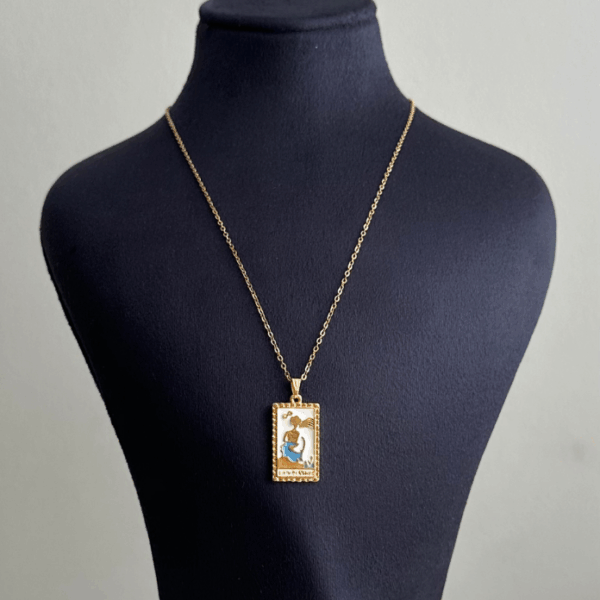 çelik gold tarot mavi kadın 45cm kolye