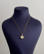 çelik gold tek yonca çift taraflı siyah 45cm kolye - Görsel 2