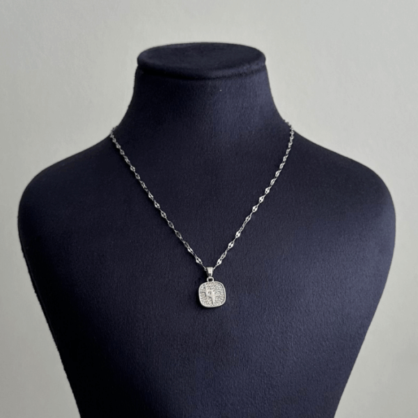 çelik silver parlak zincir kare yıldız 45cm kolye