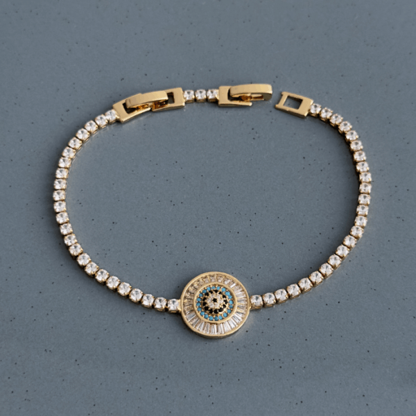 zirkon gold su yolu nazarlık yuvarlak bileklik