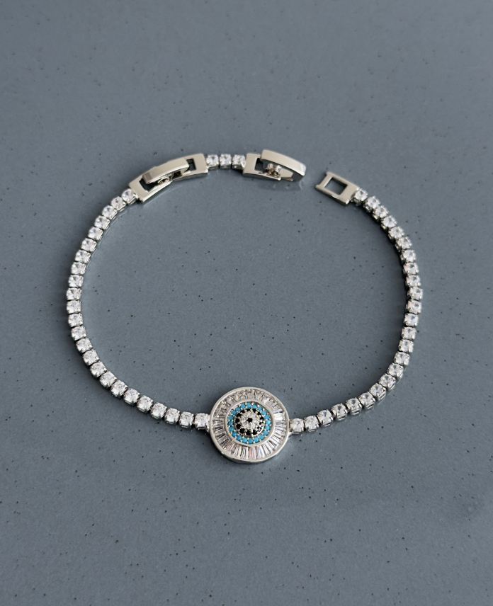 65-5.png zirkon silver su yolu nazarlık yuvarlak bileklik - Görsel 1